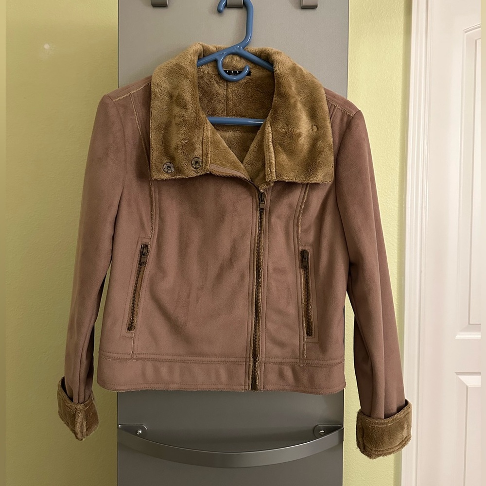 Sisley Beige Suede Leather Jacket Women’s European Size 42